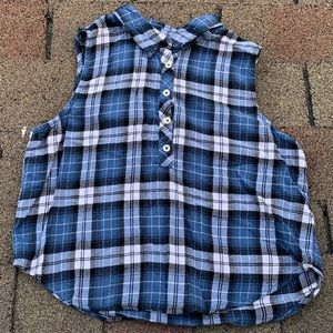 Forever 21 Blue/White Sleeveless Flannel